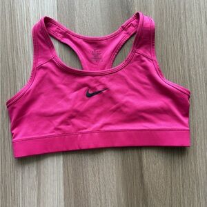 Nike Pink Racerback Dri-FIT Medium Support Sports Bra with Black Swoosh